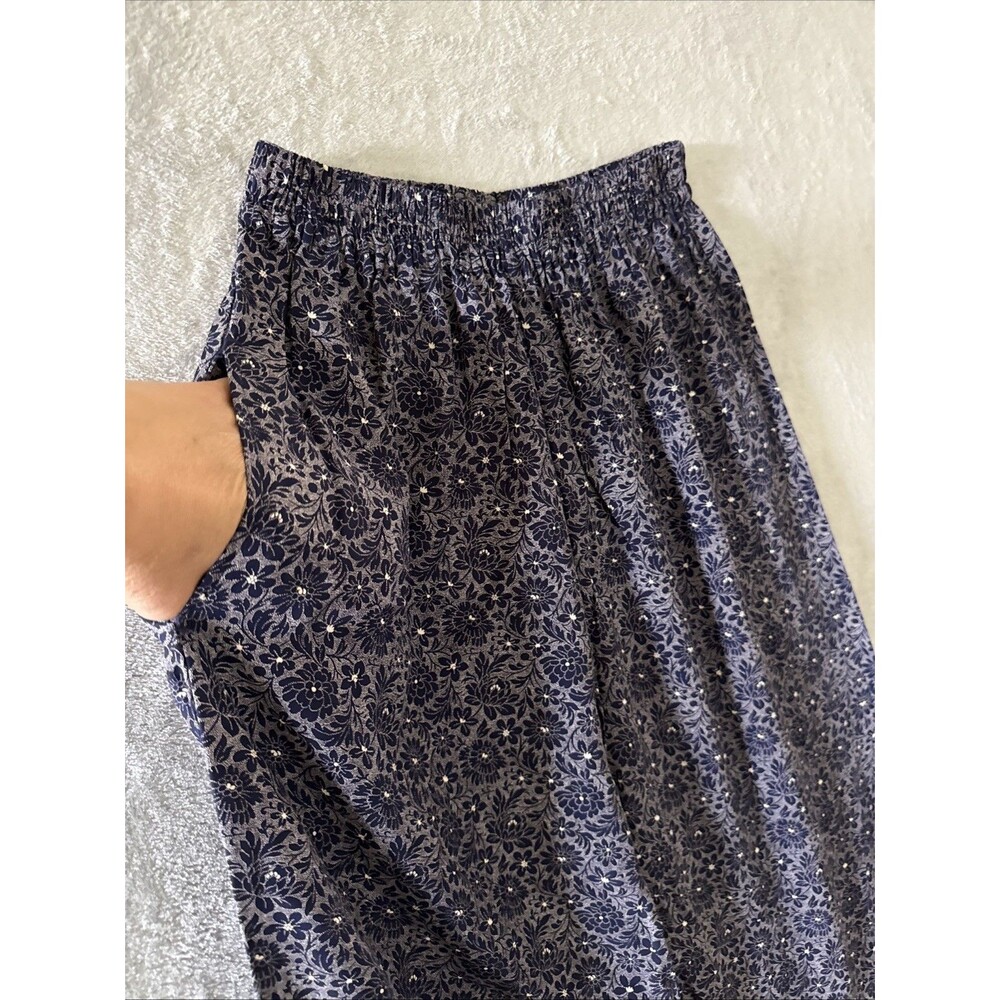 Blue White Floral Ditsy Print Wide Leg Palazzo Pants High Waist Size XS - Picture 7 of 15